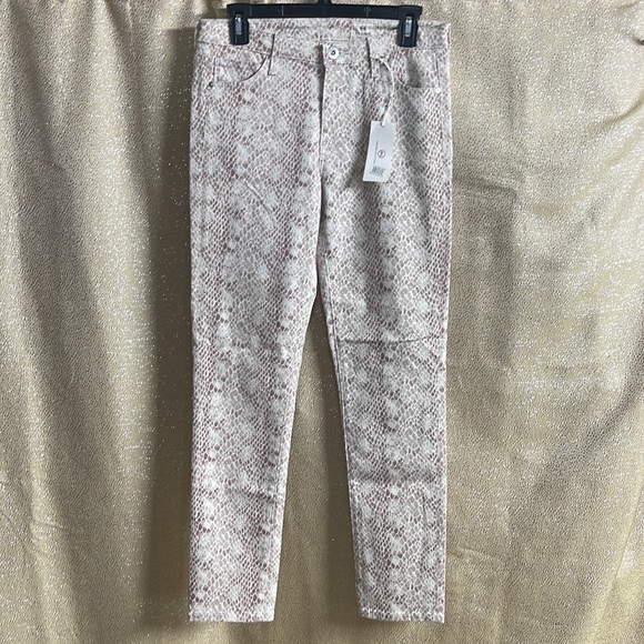 NEW Adriano Goldshmied Prima Ankle Jeans In Python Ivory Dust - Picture 5 of 11